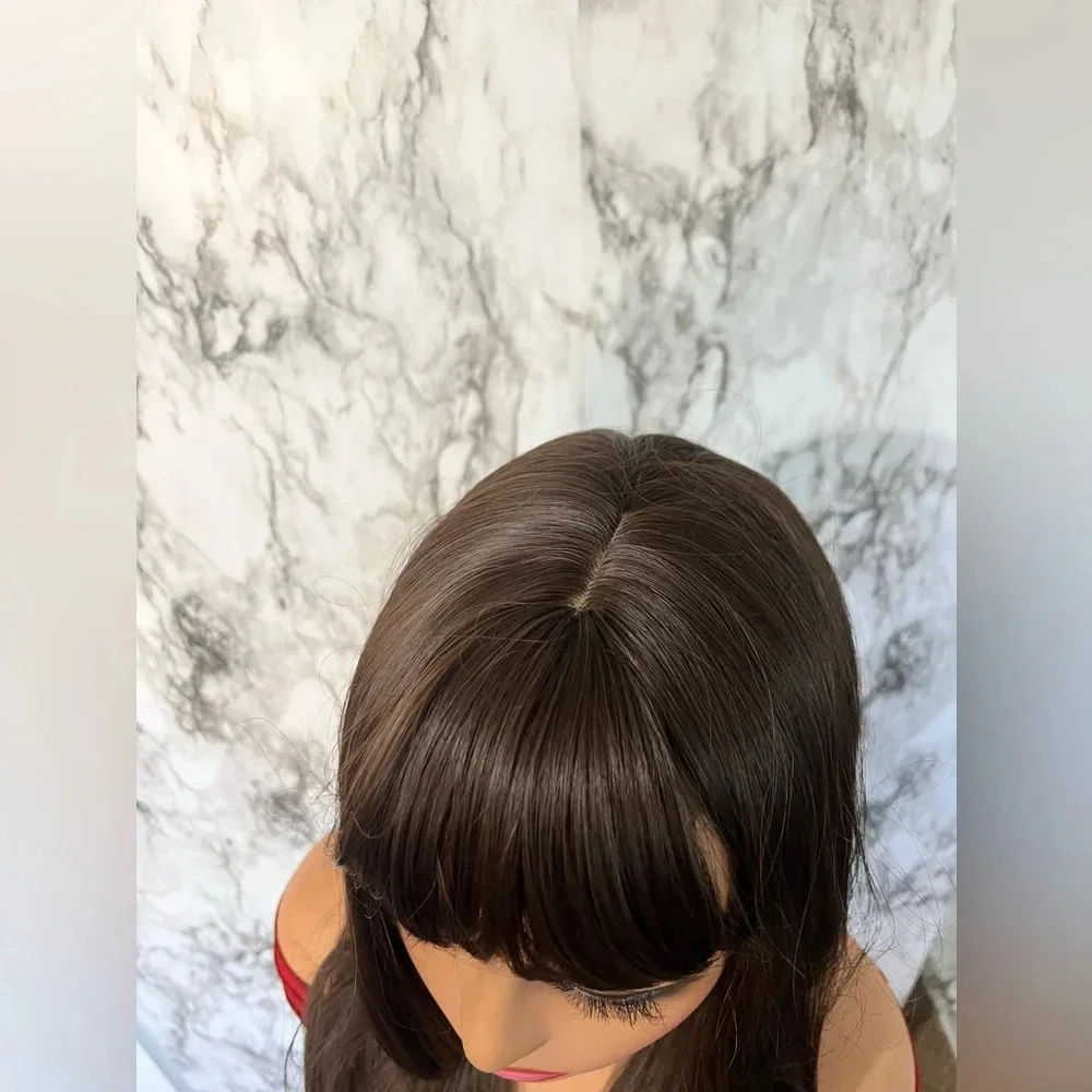 24 Inch  Natural Brown Wavy Butterfly Hair  with bangs